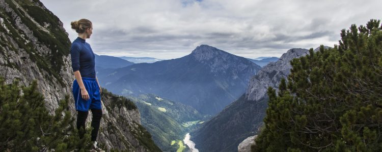 Woman on walk in Europe