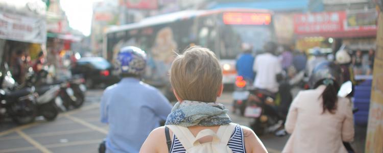 Backpacker woman in Asia