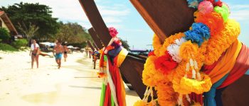 Close up of Thai boats on a beach