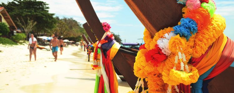 Close up of Thai boats on a beach