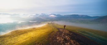 A hiker treks in UK hills