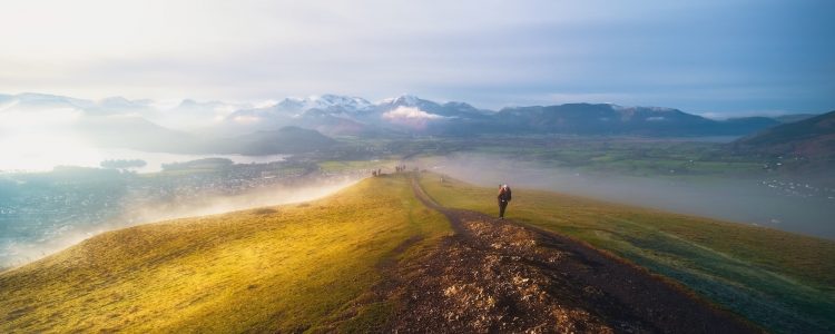 A hiker treks in UK hills