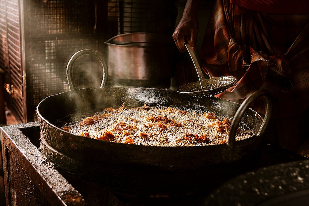 Food being cooked in hot oil