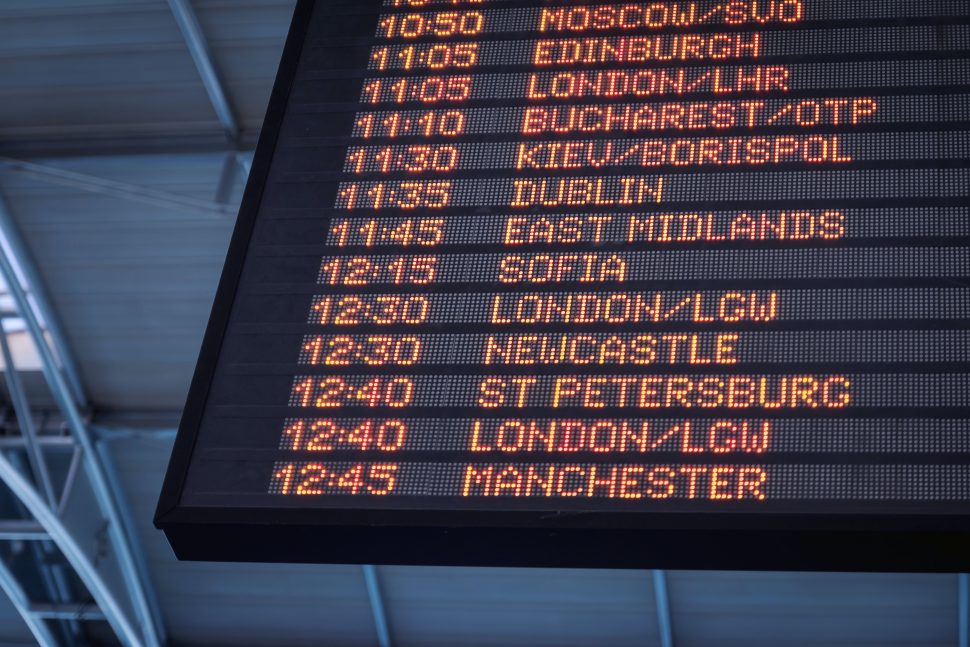 Departures board - travel from UK to Ireland