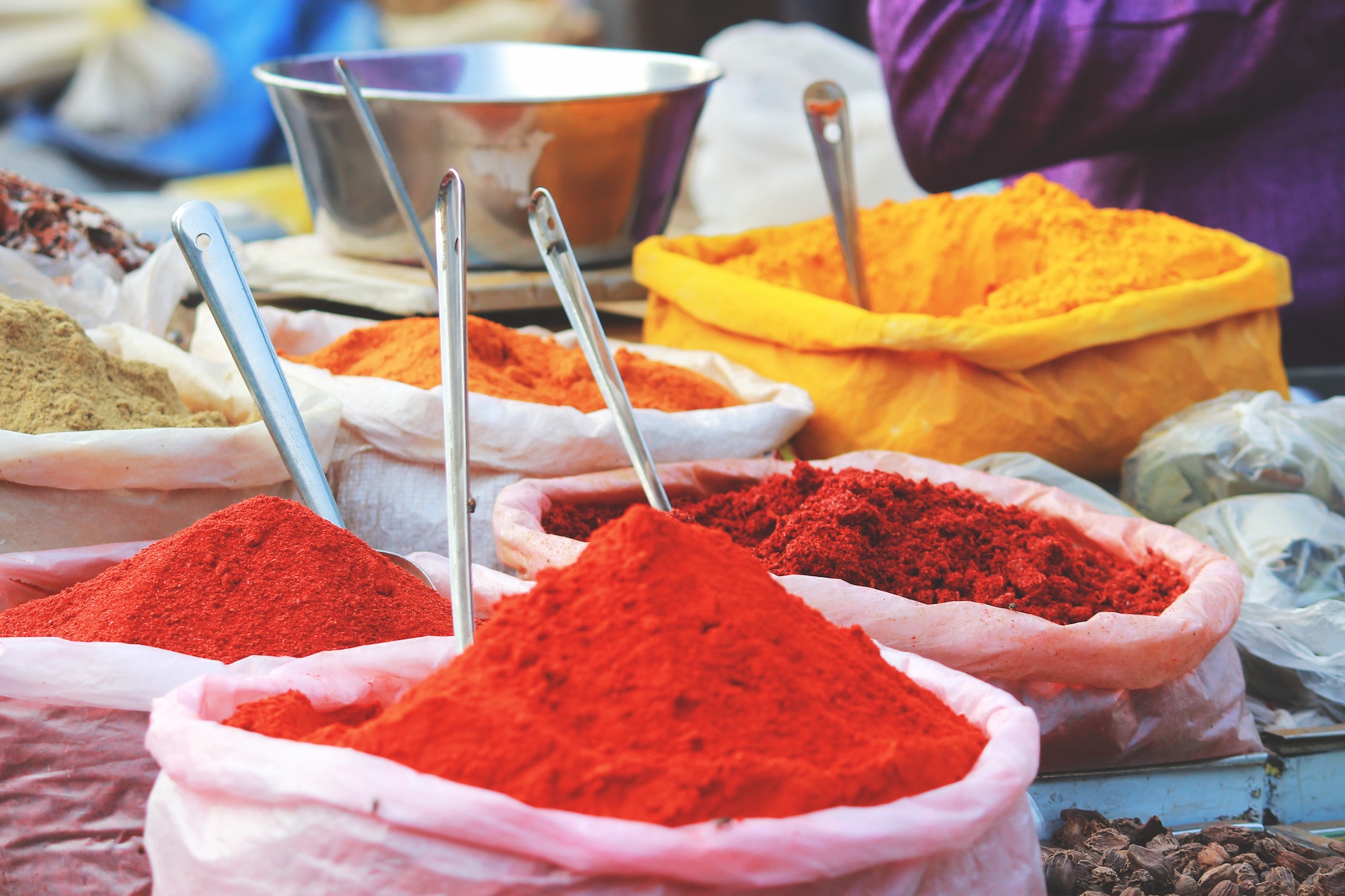 Spices on an Indian market stall