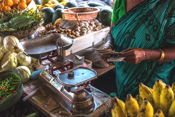 Fruit market stall in India